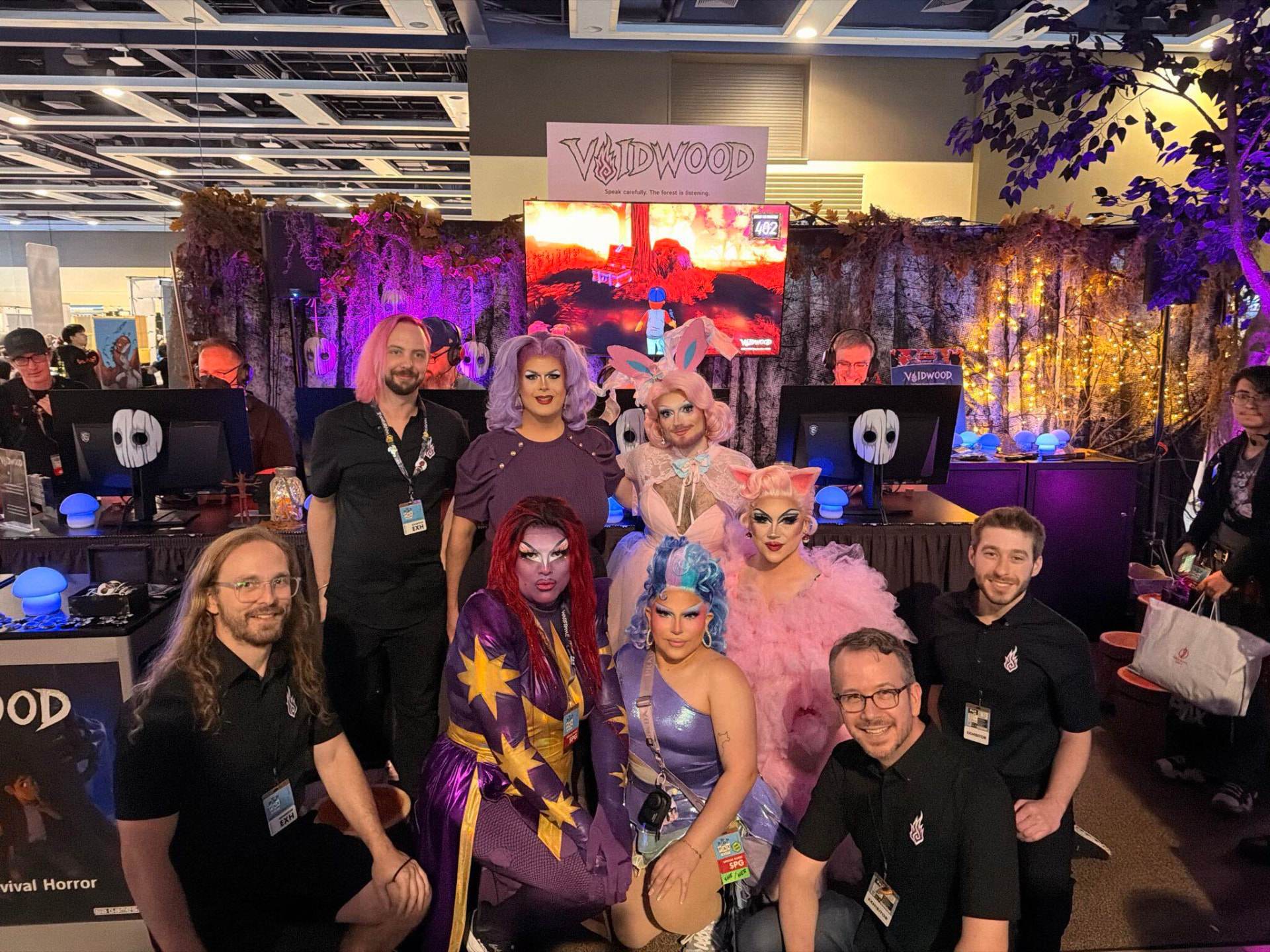 The Voidwood team with cosplayers at the PAX West booth